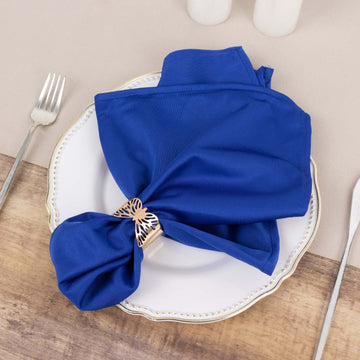 5 Pack Royal Blue Premium Scuba Cloth Napkins, Wrinkle-Free Reusable Dinner Napkins - 20"x20"