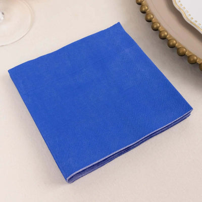 50-Pack Paper Beverage Napkins 2 Ply Royal Blue 5"x5" - Soft Disposable Cocktail Napkins 18GSM