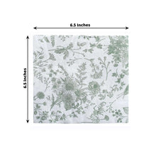 20 Pack Sage Green 2-Ply Paper Cocktail Napkins in French Toile Print, Highly Absorbent Soft