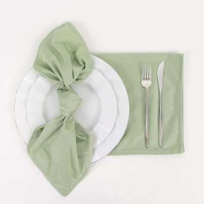 5 Pack Scuba Napkins 20"x20" Sage Green - Wrinkle-Free & Reusable Cloth Napkins