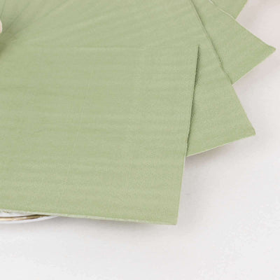 50-Pack Paper Beverage Napkins 2 Ply Sage Green 5"x5" - Soft Disposable Cocktail Napkins 18GSM