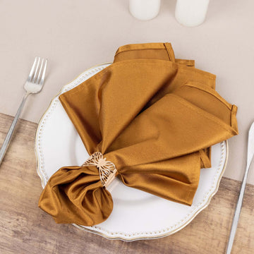 5 Pack Shimmer Gold Premium Scuba Cloth Napkins, Wrinkle-Free Reusable Dinner Napkins - 20"x20"