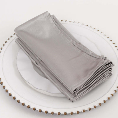 5 Pack Scuba Napkins 20"x20" Shimmer Silver - Lustrous Dinner Napkins