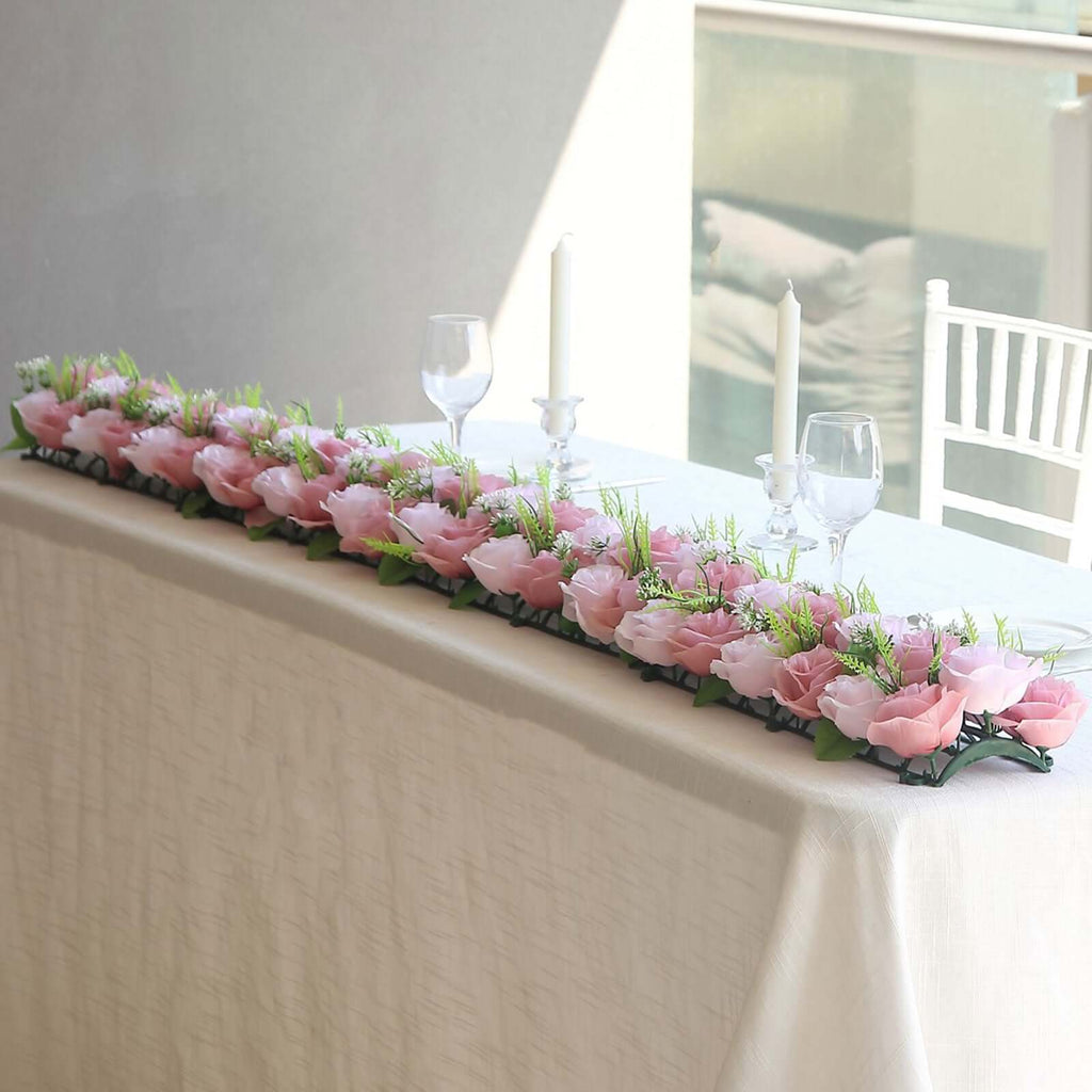 6-Pack Blush Silk Flower Panel Table Runner | eFavormart.com