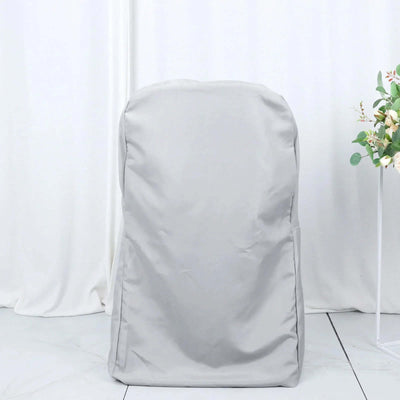 10 Pack Polyester Folding Chair Covers Silver - Reusable Stain-Resistant Slipcovers