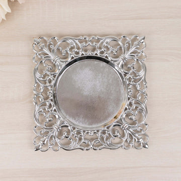 Silver Acrylic Square Charger Plates