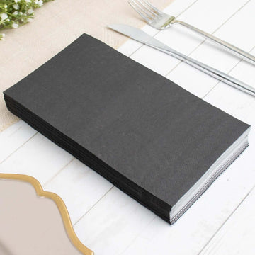 50 Pack Soft Black Dinner Party Paper Napkins, Wedding Reception Cocktail Beverage Napkins 2 Ply