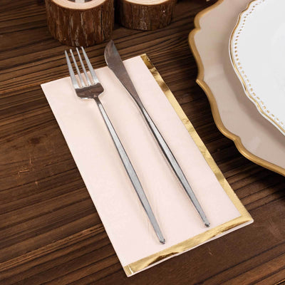 50-Pack Paper Dinner Napkins 2 Ply Blush with Gold Foil Edge - Soft Disposable Napkins
