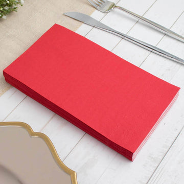 50 Pack Soft Red Dinner Party Paper Napkins, Wedding Reception Cocktail Beverage Napkins 2 Ply