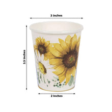 Sunflower Design Disposable Paper Cups 10 Ounce 24