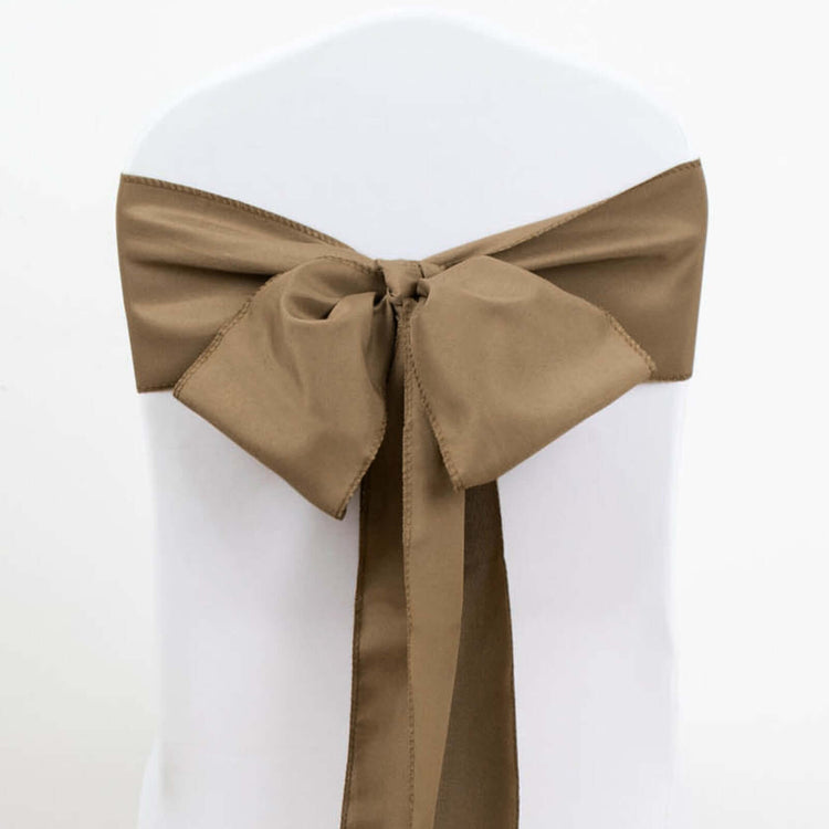 5 Pack | Taupe Polyester Chair Sashes - 6x108inch