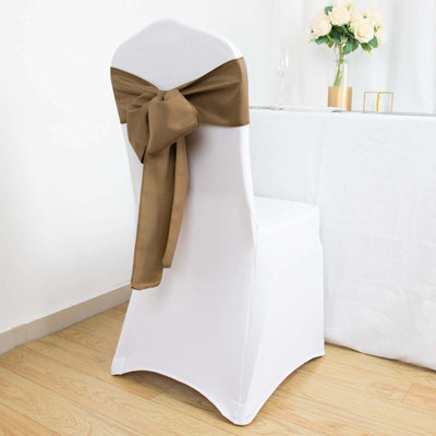5 Pack Polyester Chair Sashes 6"x108" Taupe
