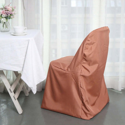 10 Pack Polyester Folding Chair Covers Terracotta (Rust) - Reusable Stain-Resistant Slipcovers