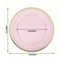 10 Pack Transparent Blush Economy Plastic Charger Plates With Gold Rim