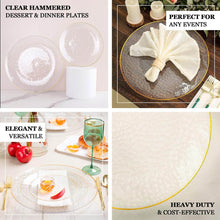 10 Pack Transparent Blush Hammered Plastic Dinner Plates With Gold Rim