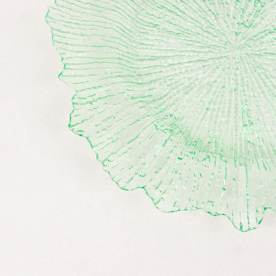 6-Pack Acrylic Plastic Charger Plates 13" Round Transparent Green Reef Design - Decorative Dinner Charger Tableware