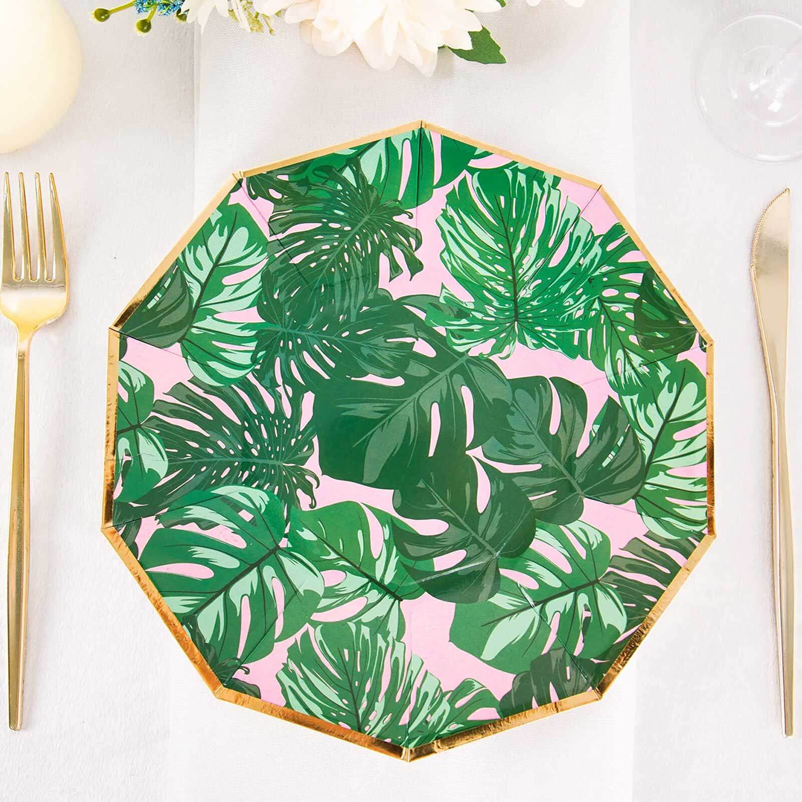 Decagon Dinner Paper Plates, Disposable Party Plates