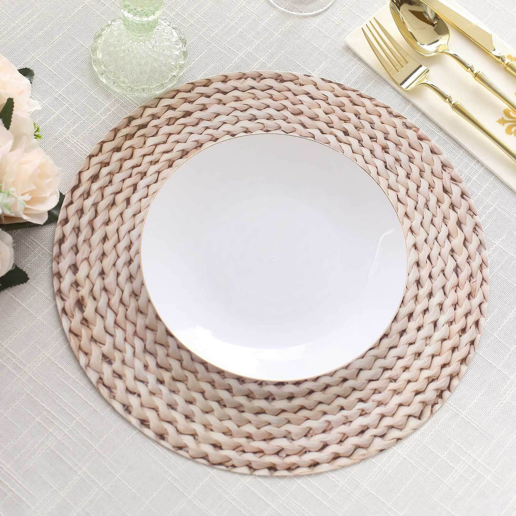 Wheat Woven Rattan Print Placemats 6-Pack | eFavormart.com