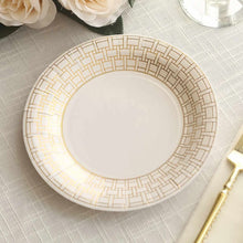 25 Pack White Appetizer Dessert Paper Plates With Gold Basketweave Pattern 7inch Round Disposable