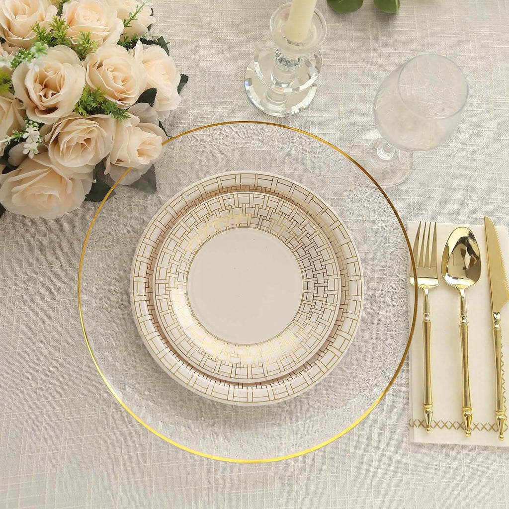 25-Pack White Gold-Rimmed Paper Plates | eFavormart.com