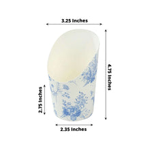 50 Pack French Toile Floral Paper Popcorn Box Cone Cups, Disposable Appetizer Snack Cups