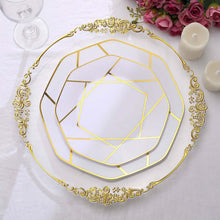 Gold Line Geometric Design On White 10 Inch Plastic Plates 10