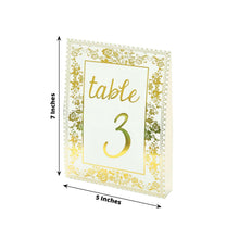 25 Pack White Metallic Gold Wedding Table Numbers With French Toile Floral