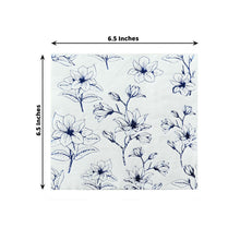 50 Pack White 2-Ply Paper Cocktail Napkins with Blue Outlined Flowers Print