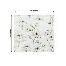 50 Pack White 2-Ply Paper Cocktail Napkins with Gold Outlined Flowers Print