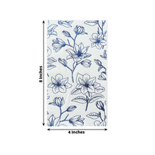 50 Pack White 2-Ply Paper Dinner Napkins with Blue Magnolia Flowers Print