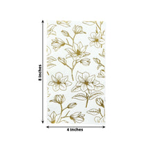 50 Pack White 2-Ply Paper Dinner Napkins with Gold Magnolia Flowers Print