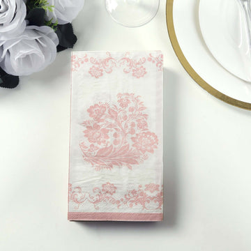 <span style="background-color:transparent;color:#000000;">French Toile Floral Pattern White Pink Paper Dinner Napkins</span>