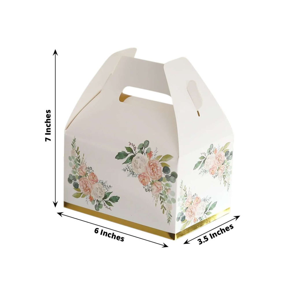 25-pack White Pink Peony Print Tote Boxes 