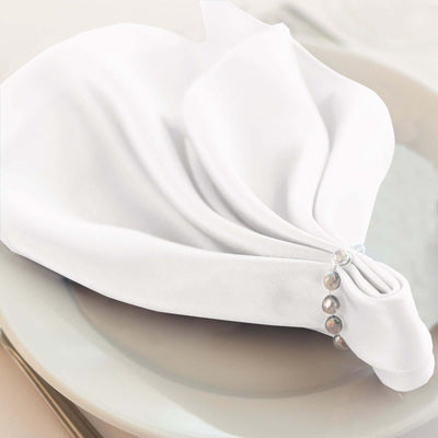 5 Pack Scuba Napkins 20"x20" White - Wrinkle-Free Reusable Cloth Napkins for Weddings & Events