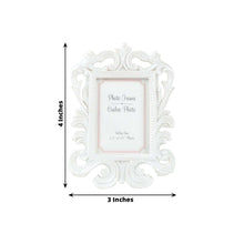 4 Pack White Resin Vintage Baroque Picture Frames, Rectangle Mini Photo Frame Party Favor