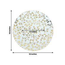 10 Pack White Round Plastic Dinner Plates with Gold Leaf Design, Heavy Duty Disposable Party