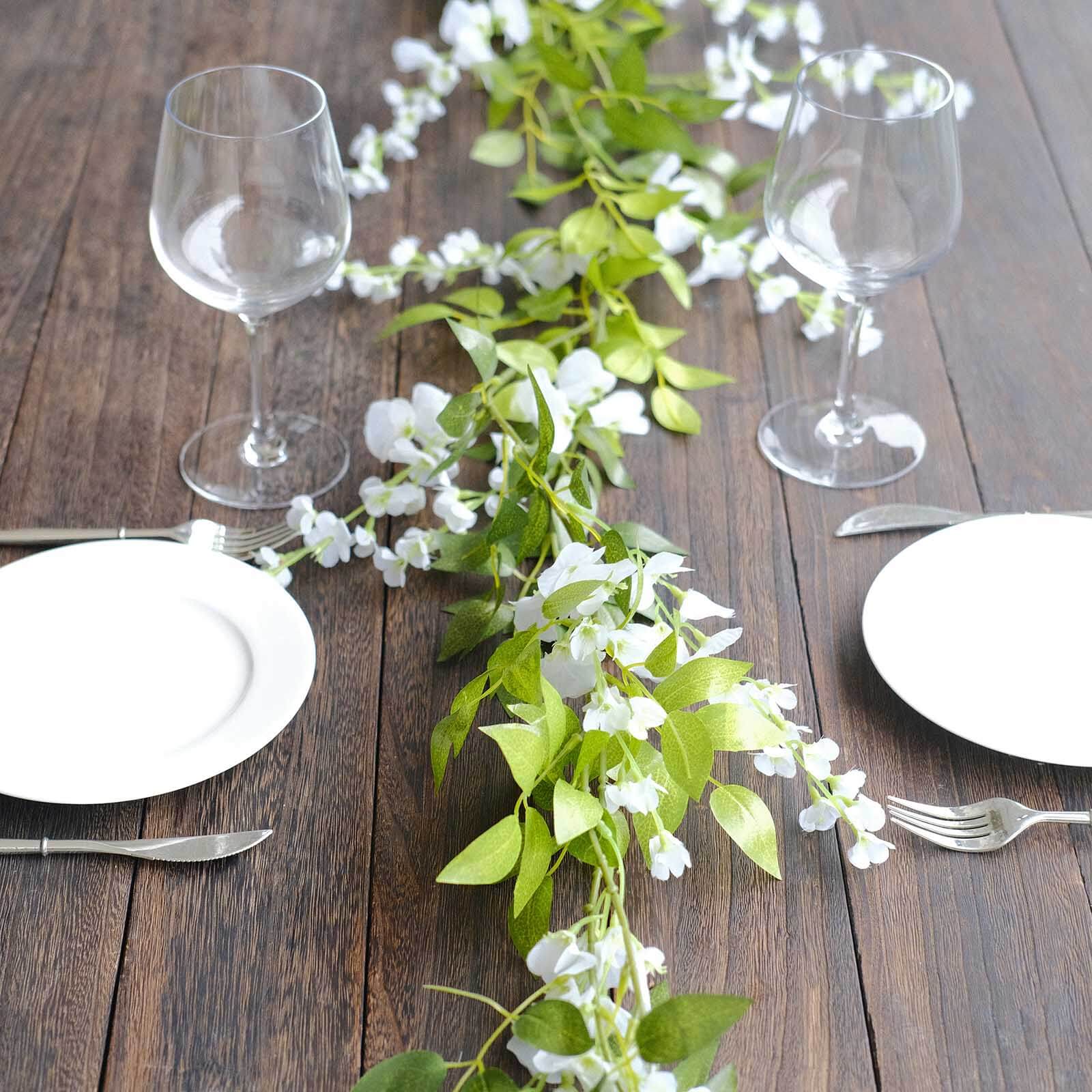 2-Pack White Silk Wisteria Flower Garland | eFavormart.com