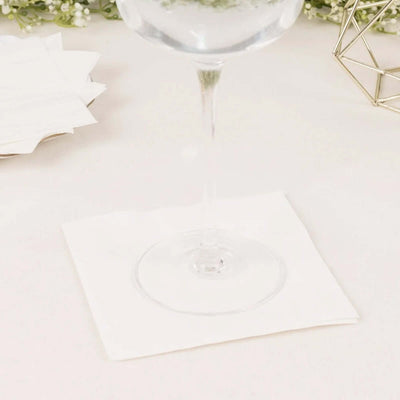 50-Pack Paper Beverage Napkins 2 Ply White 5"x5" - Soft Disposable Cocktail Napkins 18GSM