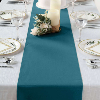 Polyester Table Runner 12"x108" Peacock Teal - Wrinkle-Resistant & Durable Table Decor