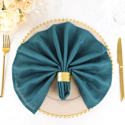 5 Pack Polyester Napkins 20"x20" Peacock Teal - Durable & Wrinkle Resistant Dinner Napkins
