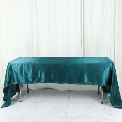Satin Rectangular Tablecloth 60"x126" Peacock Teal - Wrinkle-Resistant & Durable Table Cover