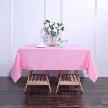 Add Elegance to Your Event with the Pink Square Seamless Polyester Tablecloth