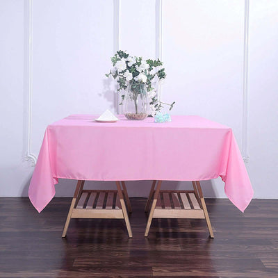 Polyester Square Tablecloth 70"x70" Pink - Wrinkle-Resistant Table Cover