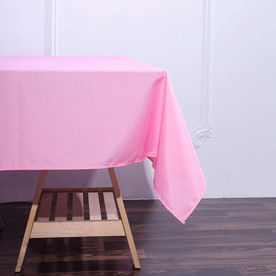 Polyester Square Tablecloth 70"x70" Pink - Wrinkle-Resistant Table Cover