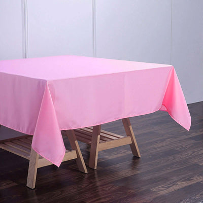 Polyester Square Tablecloth 70"x70" Pink - Wrinkle-Resistant Table Cover