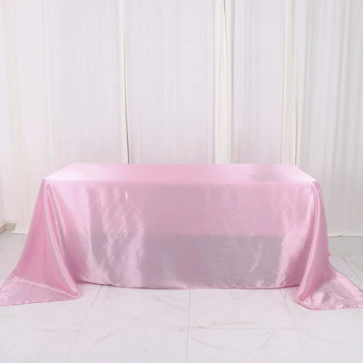 Satin Rectangular Tablecloth 90"x132" Pink - Seamless Table Cover