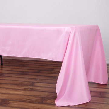 Pink Seamless Polyester Rectangular Tablecloth 60"x126"