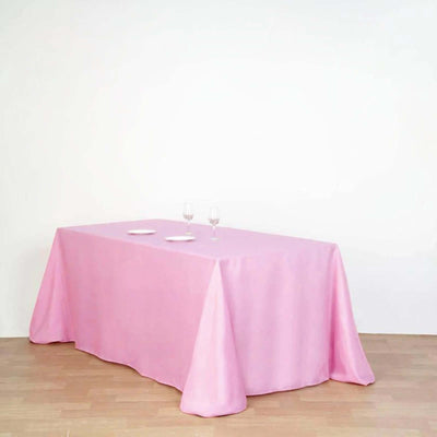 Polyester Rectangle Tablecloth 90"x132" Pink with Seamless Finish