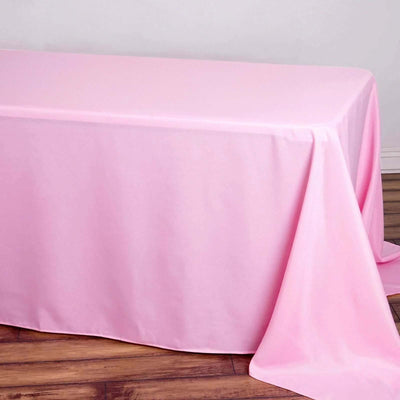 Polyester Rectangle Tablecloth 90"x132" Pink with Seamless Finish