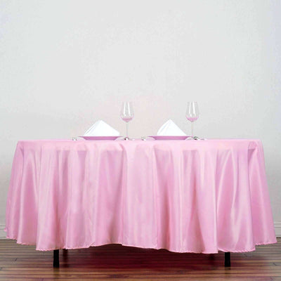 Polyester Round Tablecloth 108" Pink - Durable and Stain-Resistant for Easy Maintenance